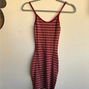 Brandy Melville Red and White Striped Mini Dress
